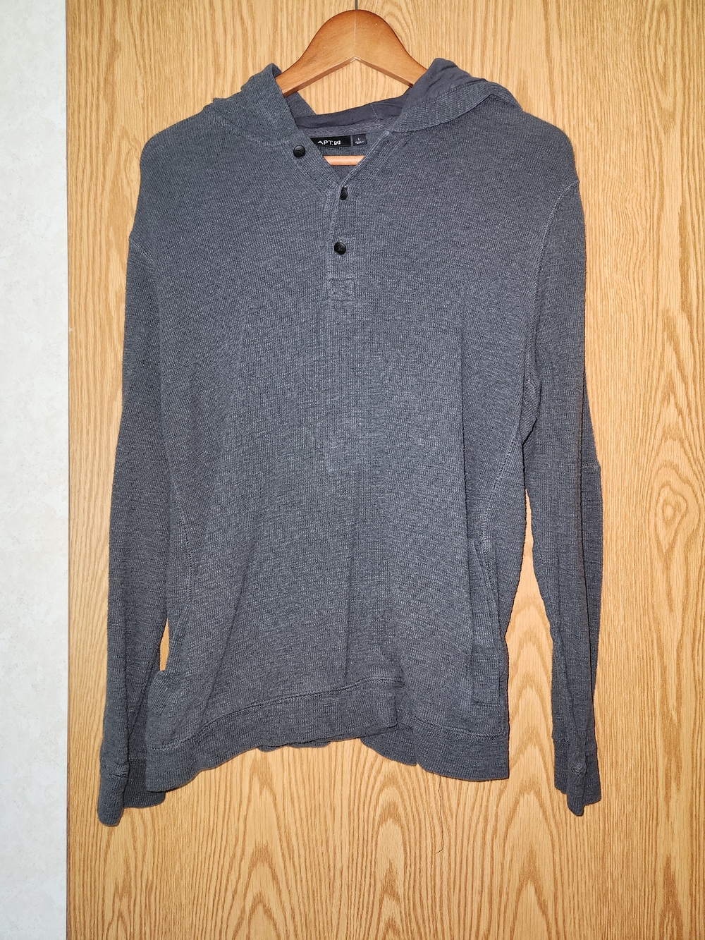 Apt. 9 Men's Charcoal Hooded Henley Sweatshirt